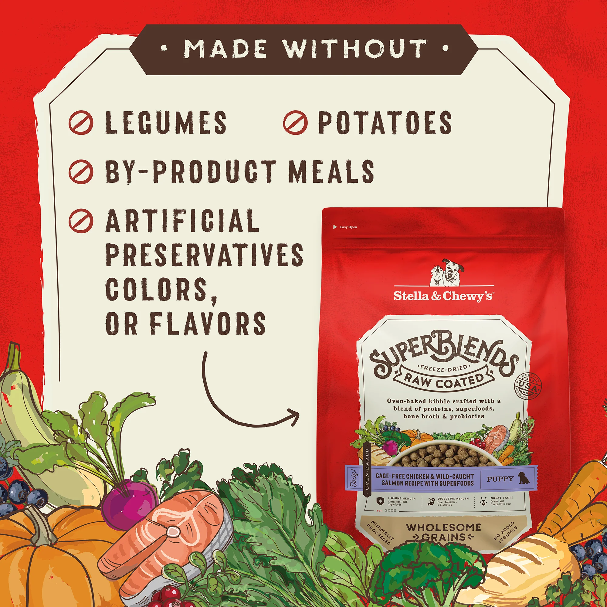 SuperBlends Raw Coated Kibble: Chicken, Salmon + Superfoods for Puppies - Image 5