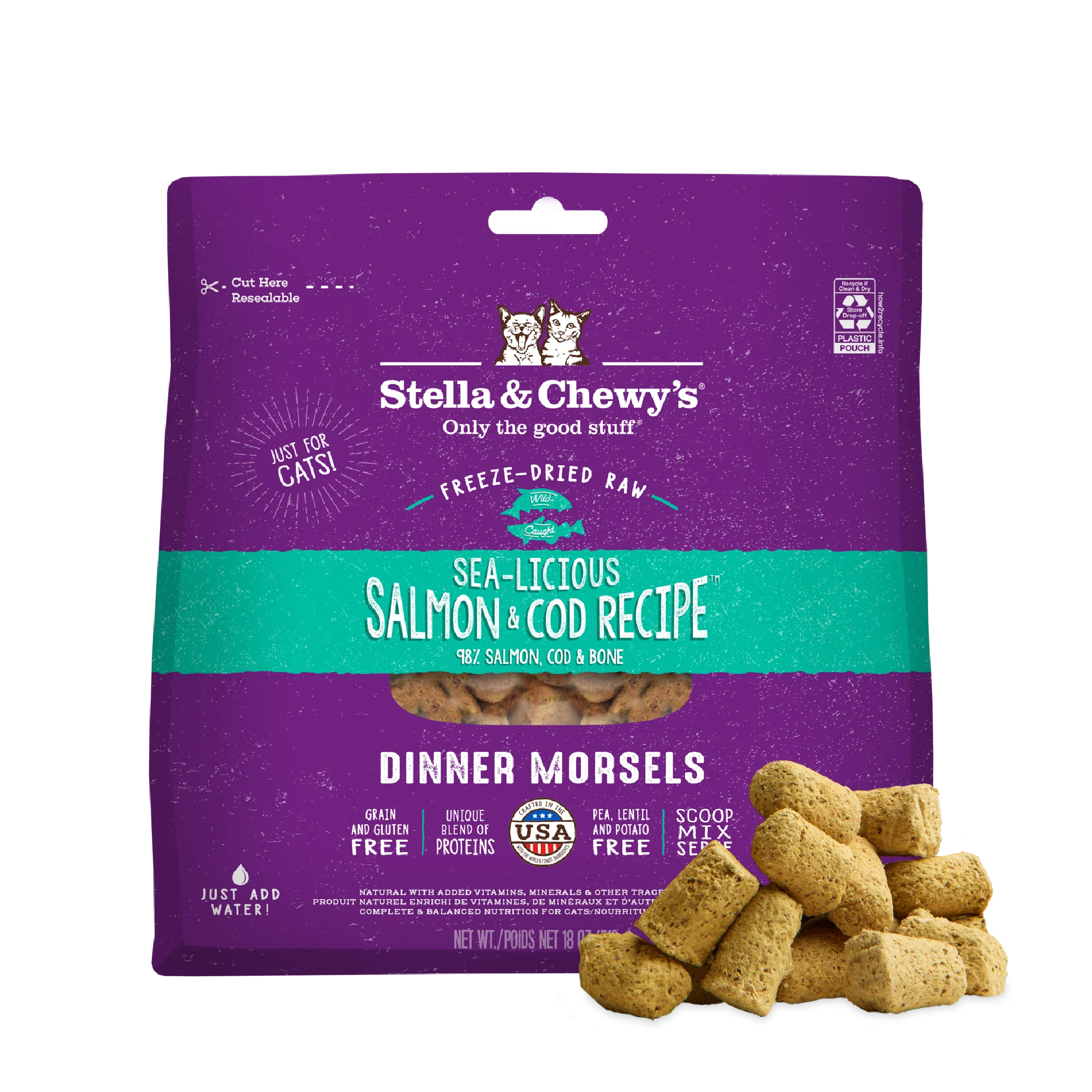 Sea-Licious Salmon & Cod Freeze-Dried Raw Dinner Morsels for Cats - Image 3