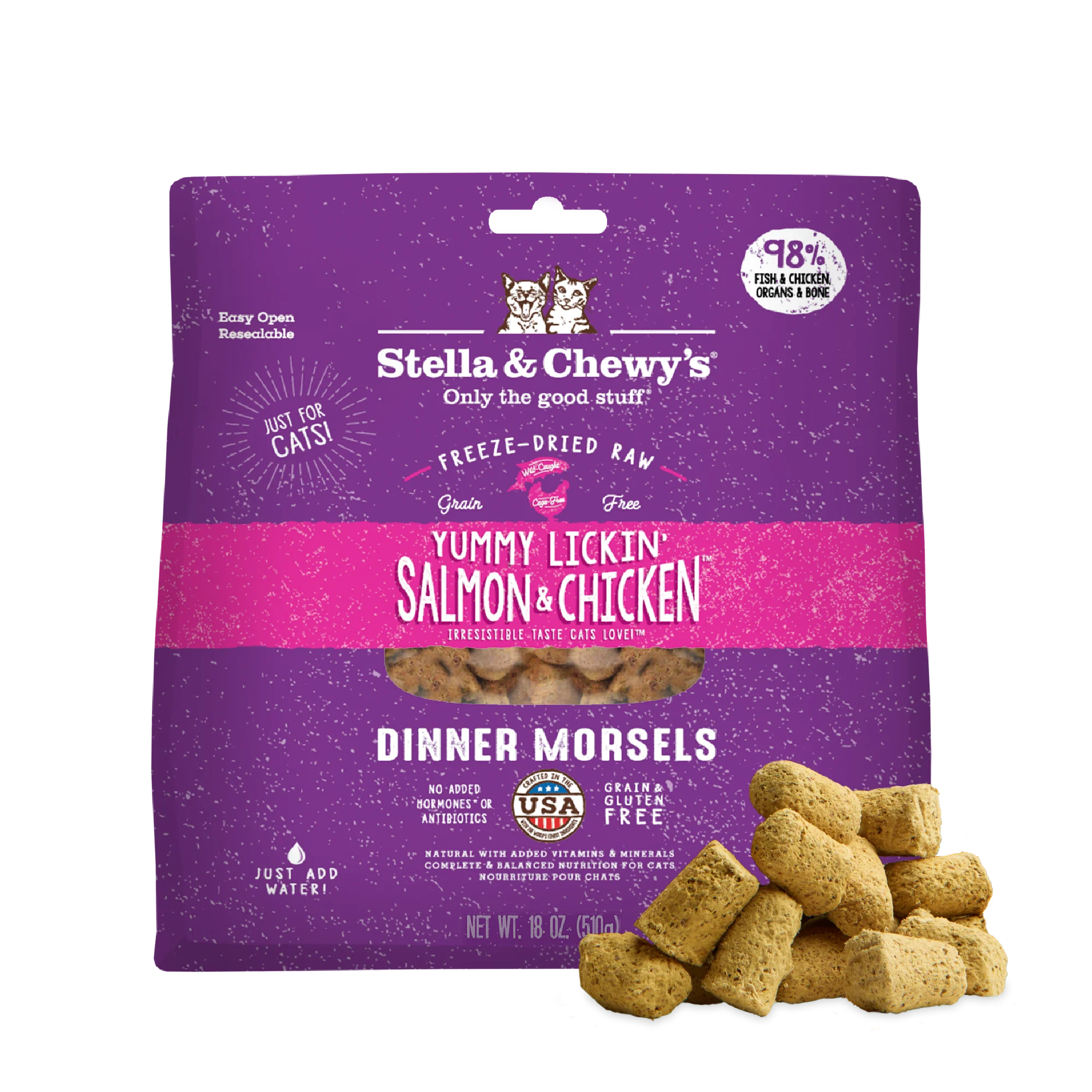 Yummy Lickin’ Salmon & Chicken Freeze-Dried Raw Dinner Morsels for Cats - Image 3